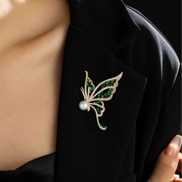 XSB156 - Green Butterfly Saree Brooch